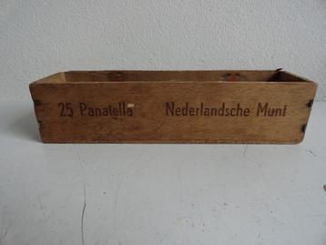 Doosje antiek, hout 25 panatella Nederlandsche munt beschikbaar voor biedingen