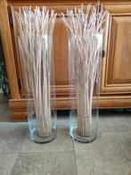 2 hoge glaze vazen met naturel bundel decoratie takken, Ophalen, Overige kleuren, 50 tot 75 cm, Nieuw