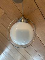 Antieke brocante Franse hanglamp / treklamp melkglas, Ophalen of Verzenden, Gebruikt, Glas, Minder dan 50 cm