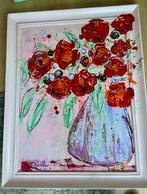Grote kinst in lijst pastel veel verf carin  abstract modern, Ophalen of Verzenden