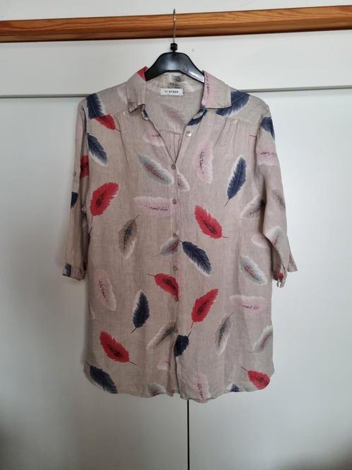 In Shape mooie tuniek, mt L, beige met blauw, rood motief, Kleding | Dames, Blouses en Tunieken, Zo goed als nieuw, Maat 42/44 (L)