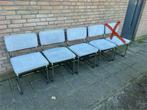 4 Lichtgrijze Ribstof Stoelen met Chrome Buisframe, Huis en Inrichting, Stoelen, Ophalen, Gebruikt, Metaal, Vier