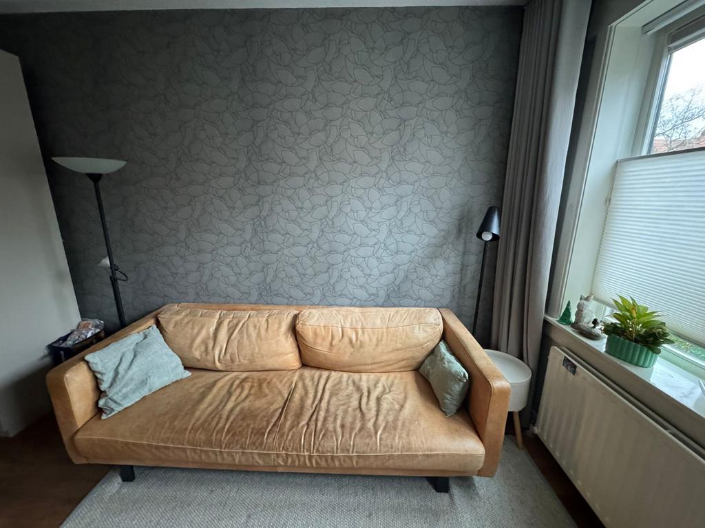 3.5 zits Vintage Leren Bank, Huis en Inrichting, Banken | Bankstellen, Gebruikt, Rechte bank, Vierpersoons of meer, 200 tot 250 cm