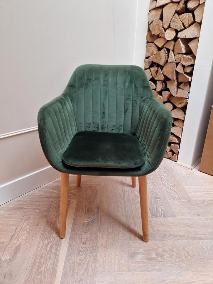 6 eetkamerstoelen groen fluweel, Huis en Inrichting, Stoelen, Overige kleuren, Ophalen