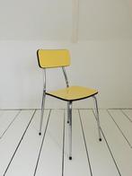 Retro formica stoel in geel met zwarte randen + chroom IZGS, Ophalen, Gebruikt, Overige kleuren, Retro / Vintage