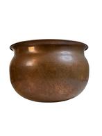 Antieke Koperen Bloempot met Patina, Overige materialen, Gebruikt, Schaal, Rond