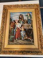 Oud schilderij borduursels buiten, Ophalen