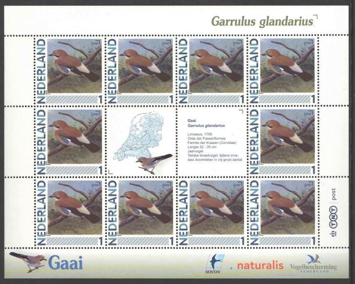 Postzegels Vogels in Nederland: Gaai, Postzegels en Munten, Postzegels | Nederland, Postfris, Na 1940, Ophalen of Verzenden
