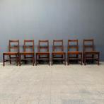 Set van 6 oude antieke Hollandse eikenhouten keukenstoelen, Ophalen