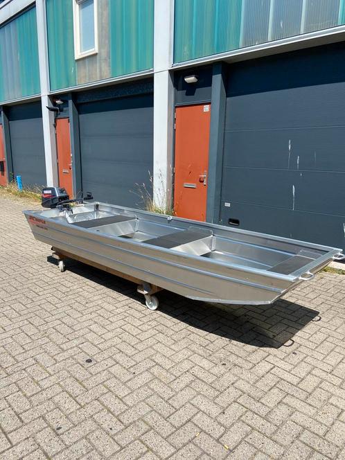 Kimple angler 370 aluminium platbodem - Yamaha 6pk, Watersport en Boten, Platbodems, Nieuw, Tot 6 meter, Aluminium, Benzine, Ophalen of Verzenden