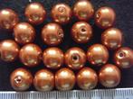 20 glas parels 10mm. oranje bruin, Ophalen of Verzenden, Nieuw, Kraal