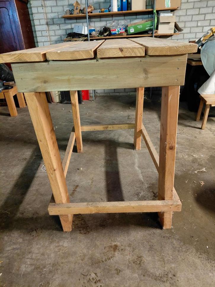 Stevige houten statafel - 140x82x113cm, Huis en Inrichting, Tafels | Statafels, Ophalen