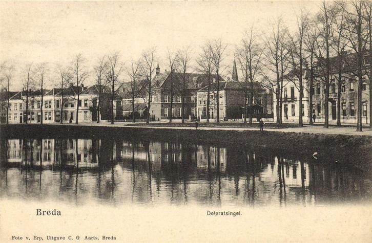 Breda - Delpratsingel. - C.G. Aarts - ongelopen, Verzamelen, Ansichtkaarten | Nederland, Ongelopen, Noord-Brabant, Voor 1920, Ophalen of Verzenden