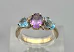 Vintage ring edelsteen topaas, amethist en diamant. 2025/480