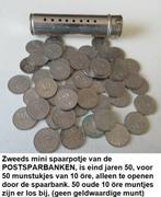 unieke Zweedse spaarpot / pijp, compleet met 50 muntjes, Ophalen of Verzenden, Zo goed als nieuw, Metaal of Blik, Overige thema's