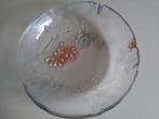 Grote glazen fruitschaal met gekleurde druiventrossen, Ophalen of Verzenden, Zo goed als nieuw, Rond, Glas