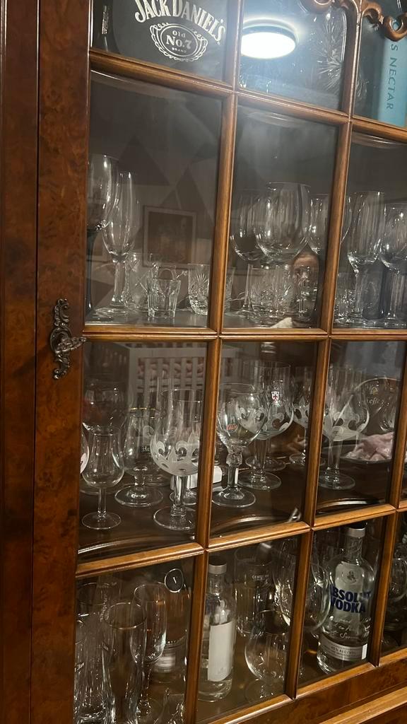 Prachtige Antieke Kast met Glasdeuren, Huis en Inrichting, Kasten | Buffetkasten, Gebruikt, 200 cm of meer, 100 tot 150 cm, 25 tot 50 cm