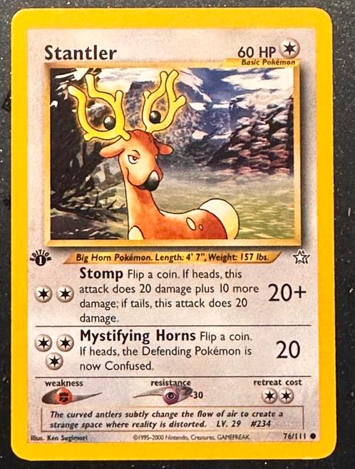 Stantler #76 / 1st ed Pokemon Neo Genesis, Hobby en Vrije tijd, Verzamelkaartspellen | Pokémon, Zo goed als nieuw, Losse kaart