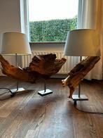 Lampen set met drijfhout ornament, Huis en Inrichting, Lampen | Vloerlampen, Ophalen, Gebruikt, Hout, Minder dan 100 cm