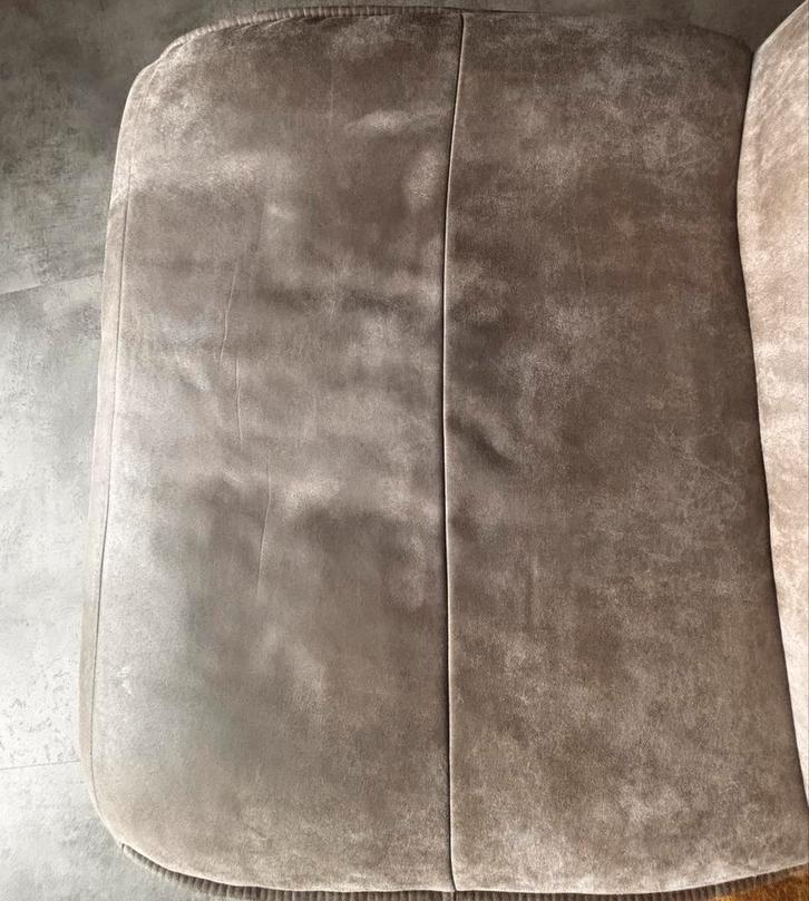 Vintage Taupe Microvelours Draaifauteuil, Huis en Inrichting, Stoelen, Gebruikt, Eén, Stof, Bruin, Ophalen