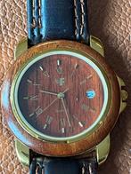 Houten horloge, Overige merken, Overige materialen, Leer, Polshorloge