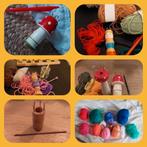 VERZAMELING HOUTEN PUNNIK-KLOS-JES -punnikklosjes +pen +wol, Ophalen of Verzenden