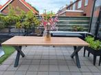 Boomstam tafel 240 Iroko hardhout, Ophalen, 200 cm of meer, Zo goed als nieuw, Vijf personen of meer