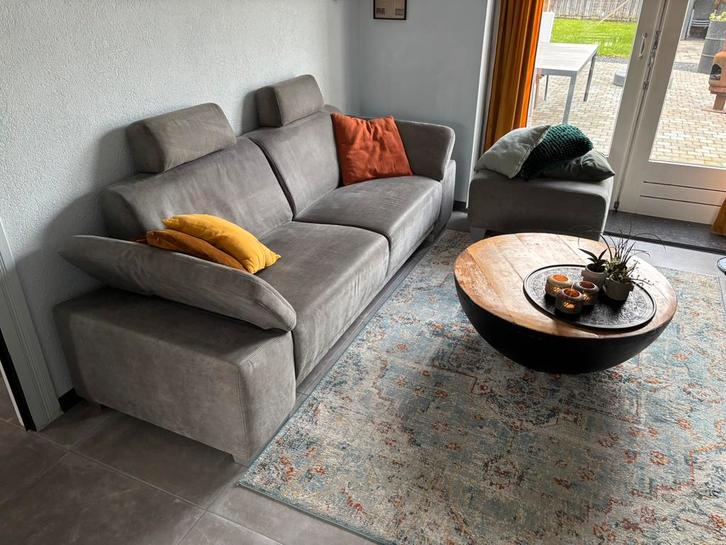 Robuuste 3-zits met hocker (Knibbeler), Huis en Inrichting, Banken | Complete zithoeken, Gebruikt, Stof, Ophalen