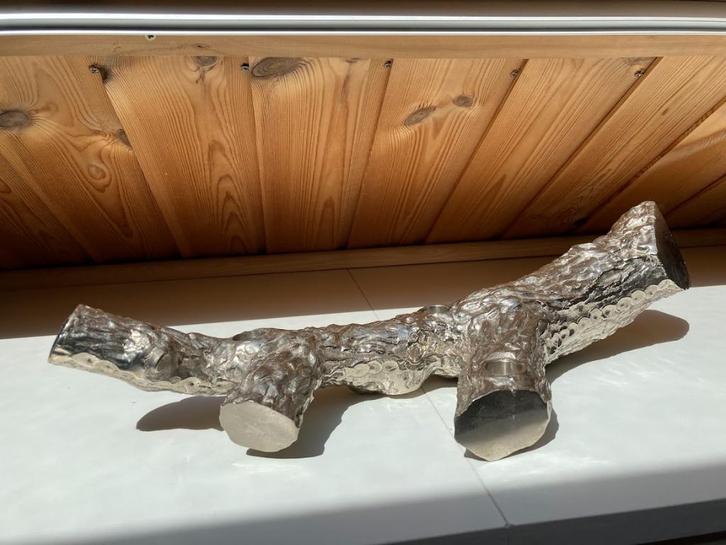 Prachtige Pols Potten boomstam kandelaar Branch zilverkleur, Antiek en Kunst, Kunst | Designobjecten, Ophalen of Verzenden