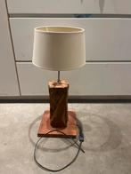 Houten staande lamp met crème kap - defecte stekker, Ophalen, Gebruikt, Hout, Minder dan 100 cm