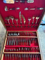 Zoldervondst,vintage massief messing-brons houten bestekset, Antiek en Kunst, Ophalen
