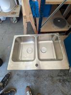 Dubbele spoelbak nieuw 75*57 rvs, Ophalen, 50 tot 100 cm, Zo goed als nieuw, Minder dan 100 cm