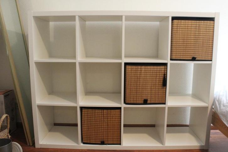 KALLAX Wit - 112x147 cm - 12 blokken (3x4) incl. 3 manden, Huis en Inrichting, Kasten | Overige, Zo goed als nieuw, Ophalen