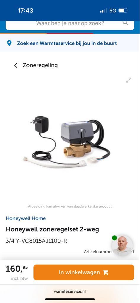 Honeywell Zoneregelset 2-weg 3/4 Nieuw, Doe-het-zelf en Verbouw, Thermostaten, Nieuw, Ophalen