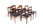 Set 8 palissander stoelen vintage leer gratis bezorging, -, Verzenden, -, Vintage