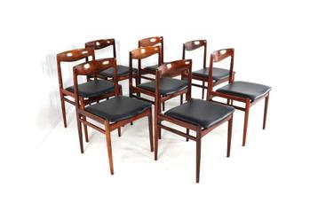 Set 8 palissander stoelen vintage leer gratis bezorging beschikbaar voor biedingen