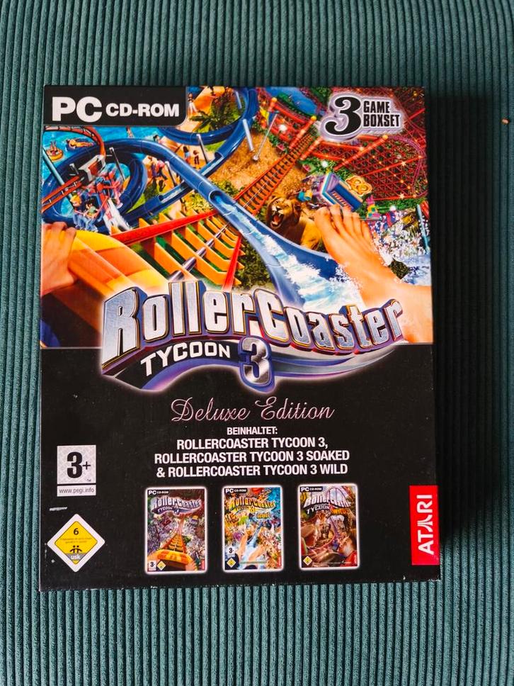 RollerCoaster Tycoon 3 Deluxe - PC special edition box DUITS, Spelcomputers en Games, Games | Pc, Gebruikt, Simulatie, 1 speler