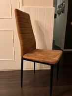 6 Cognac Kleurige Eetkamerstoelen, Huis en Inrichting, Gebruikt, Bruin, Ophalen of Verzenden, Stof