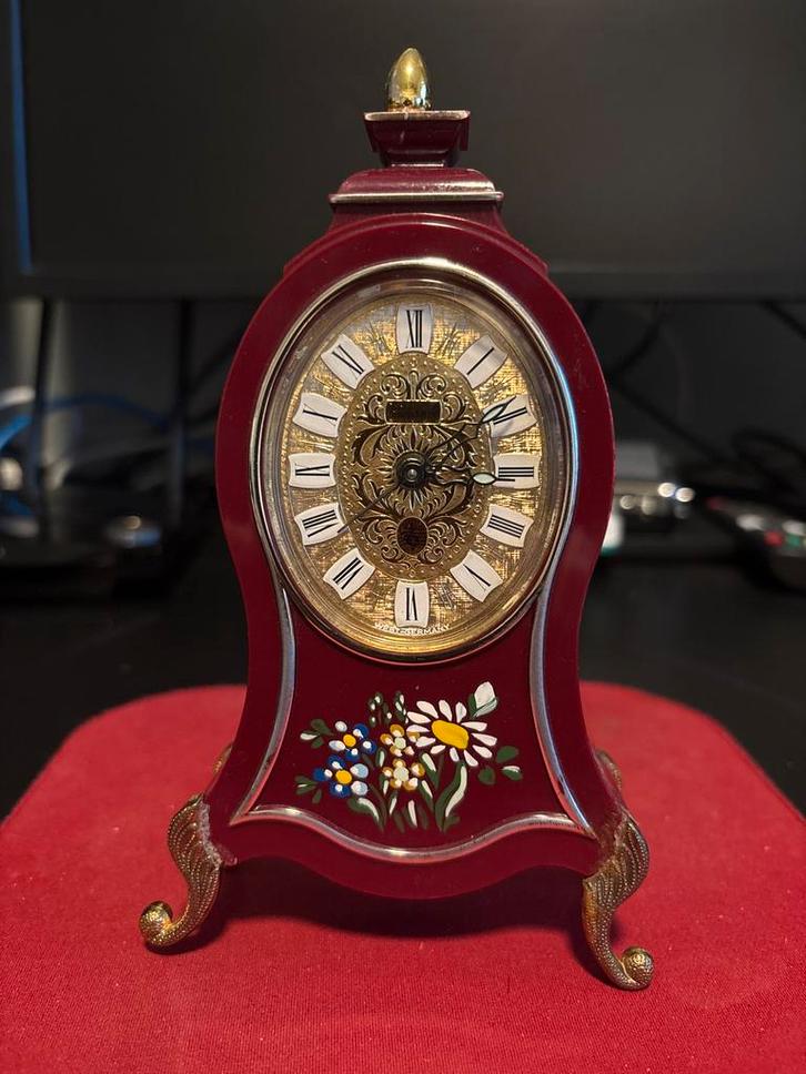 Antieke Tafelklok met Bloemmotief, Antiek en Kunst, Antiek | Klokken, Ophalen of Verzenden