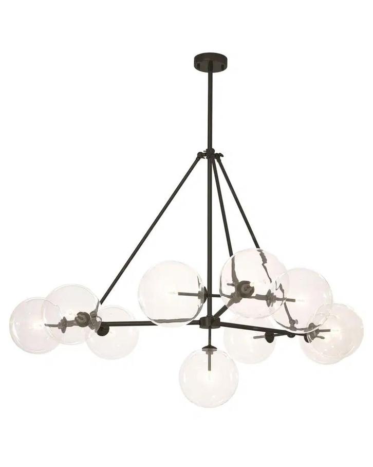 Eichholtz Bermude Kroonluchter in donker Brons, Huis en Inrichting, Lampen | Hanglampen, Zo goed als nieuw, 75 cm of meer, Glas