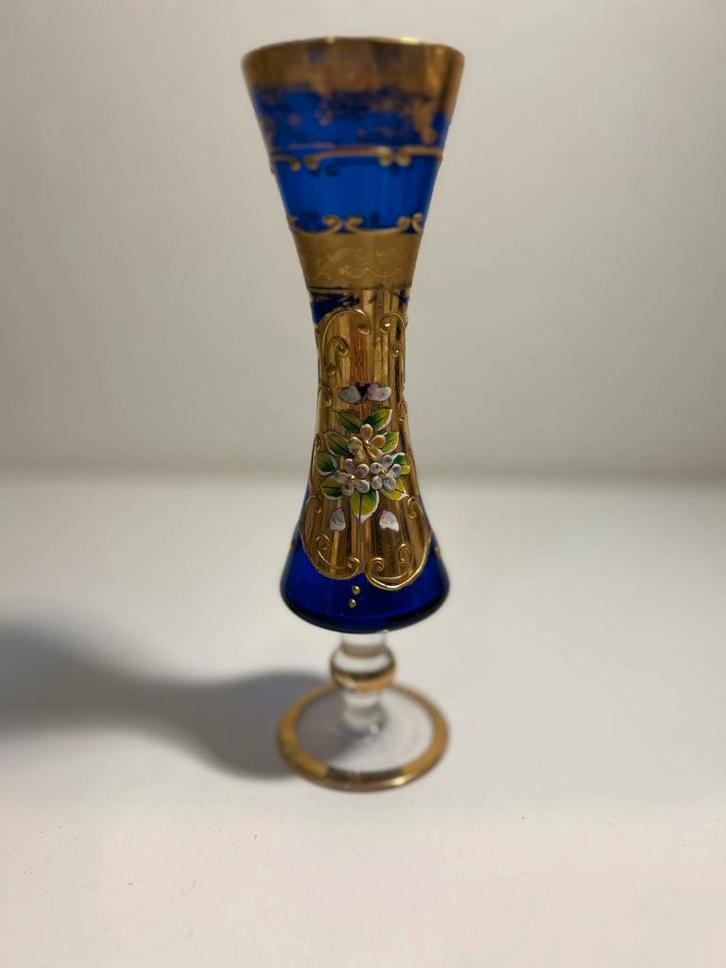 Vintage Boheemse vaas van kobaltblauw glas, Antiek en Kunst, Antiek | Glas en Kristal, Ophalen of Verzenden