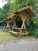 Tuintafel met dak, Picknick tafel met overkapping, Nieuw, Rechthoekig, Ophalen of Verzenden, Hout