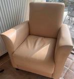 Leren fauteuil, licht geel, Huis en Inrichting, Fauteuils, Ophalen, Minder dan 75 cm, Leer, Zo goed als nieuw