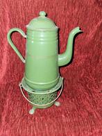 Vintage groene koffiekan met rechaud, Antiek en Kunst, Antiek | Emaille, Ophalen of Verzenden