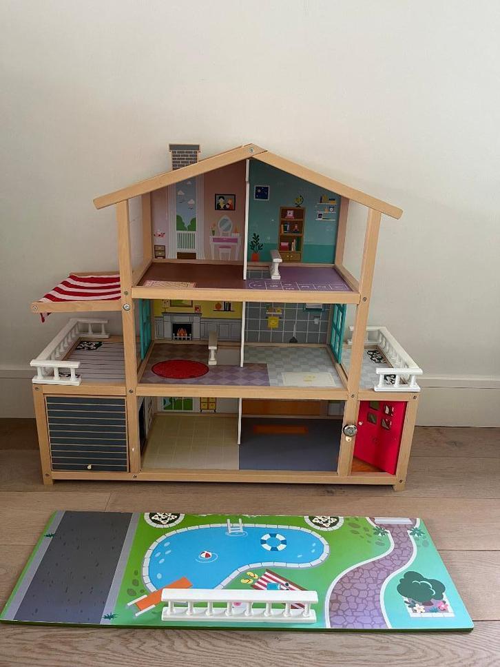 Hape houten poppenhuis, Kinderen en Baby's, Speelgoed | Poppenhuizen, Gebruikt, Poppenhuis, Ophalen