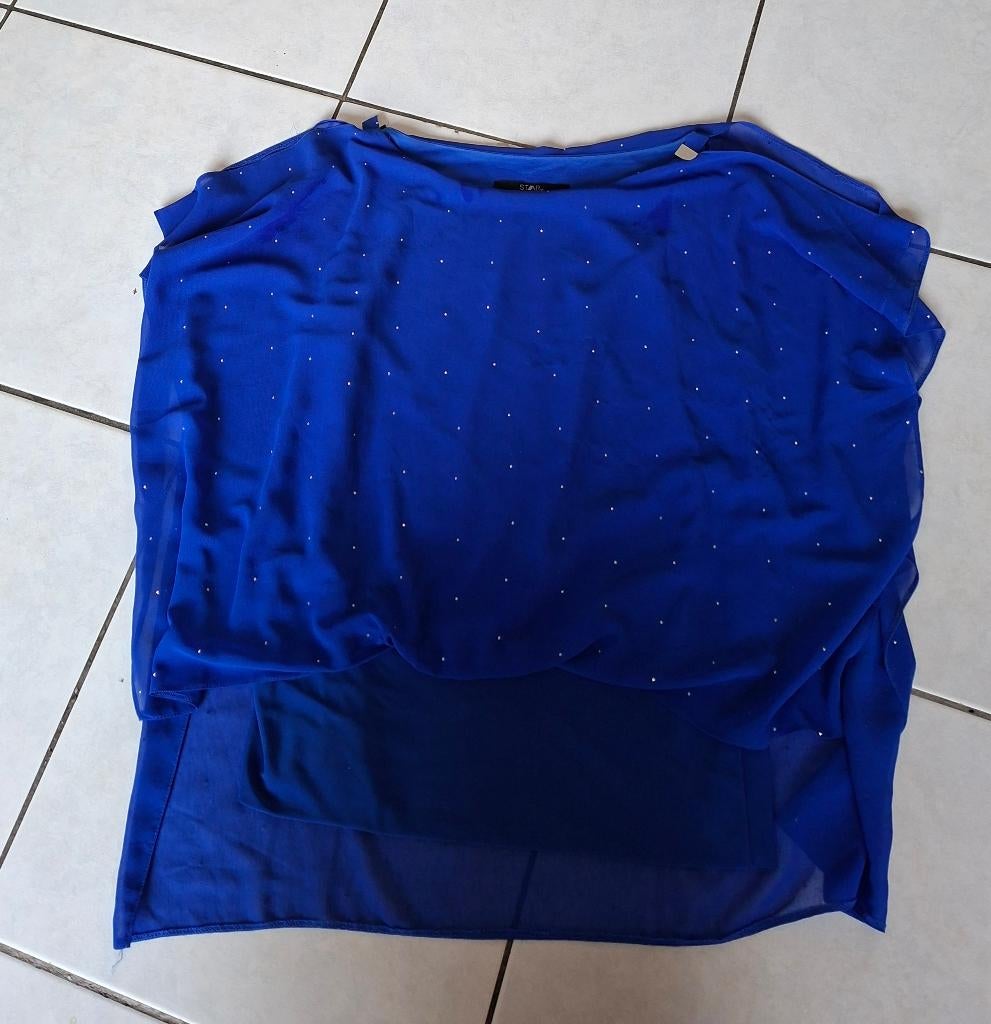 Zgan- kobalt blauwe luxe top maat 44, Kleding | Dames, Tops, Blauw, Maat 42/44 (L), Ophalen of Verzenden, Zo goed als nieuw