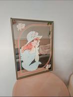 Vintage Spiegel met Damesportret, Minder dan 50 cm, Gebruikt, Ophalen of Verzenden, Minder dan 100 cm