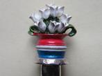 Verzilverd lepeltje vaas in rood/wit/blauw met witte tulp 3D, Antiek en Kunst, Verzenden