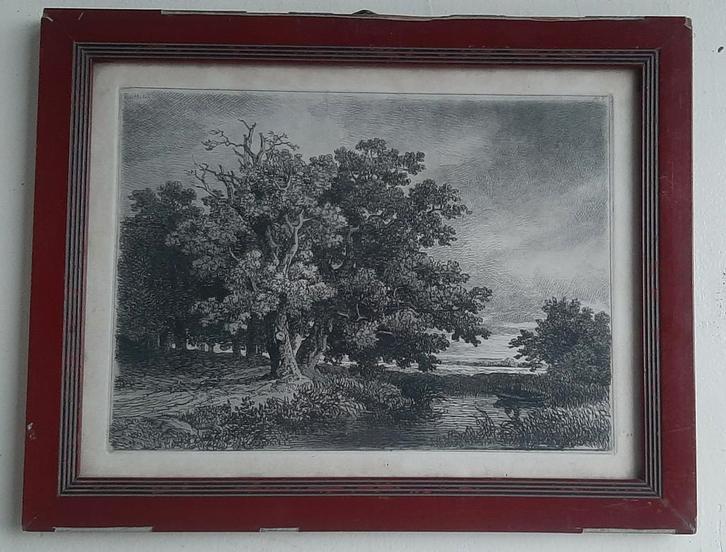 Oude Ets Remy A. van Haanen (1848) incl. Lijst, Antiek en Kunst, Kunst | Etsen en Gravures, Ophalen of Verzenden