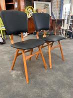 Vintage Stoelen Set van 2 jaren 60, Gebruikt, Twee, Zwart, Ophalen of Verzenden